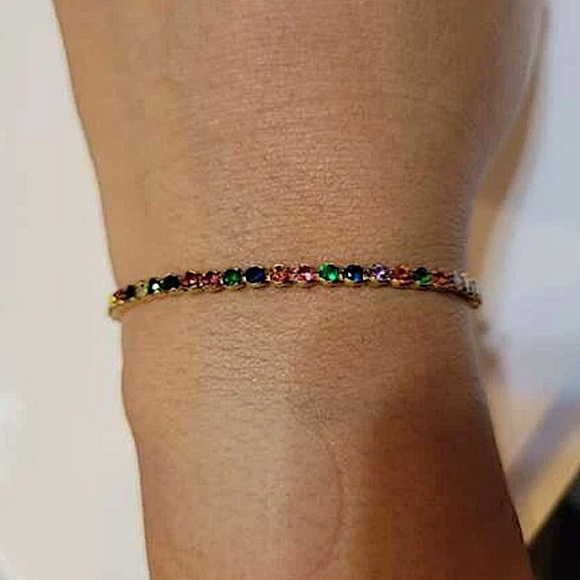 Gold Multicolor Gemstone Bracelet - Picture 5 of 5